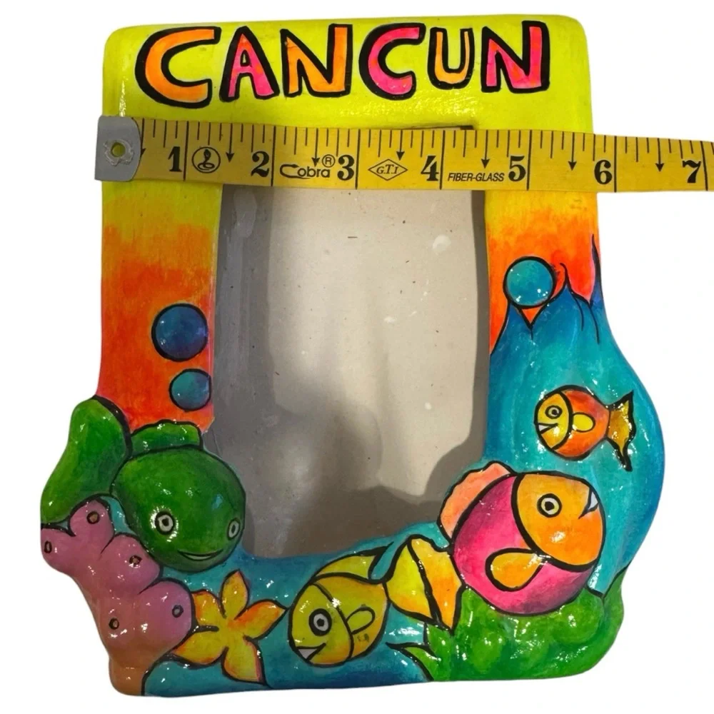 Colorful Cancun Hand Painted Ceramic Picture Frame